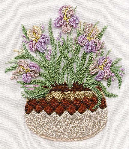 "Irises in Pottery" Brazilian Embroidery Kit by EdMar