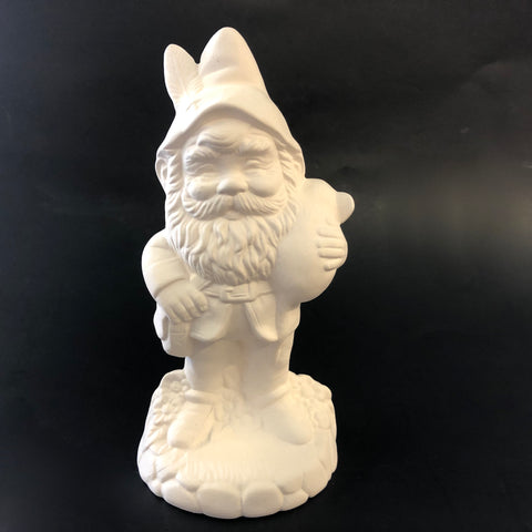 Smiling Vintage Garden Gnome with Mouse