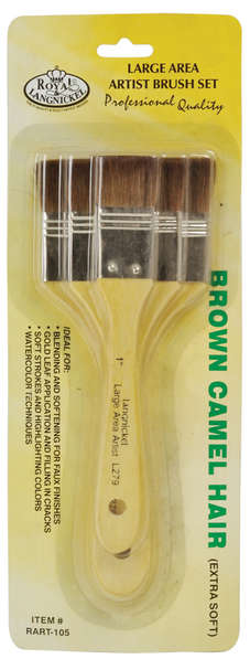 3 Pack Soft Watercolor Brown Camel Hair Brush Set 105 by Royal & Langnickel
