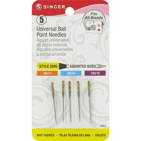 5 Pack of Singer Premium Universal Ball-Point Sewing Machine Needles