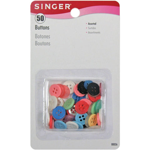 50 Assorted Singer Brand Poly Buttons: made of 70% Recycled Fiber